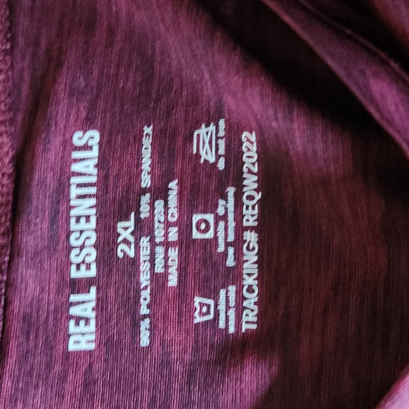Real Essentials, Men's, 2XL, Maroon, Short Sleeve, Polyester & Spandex) - Picture 5 of 5